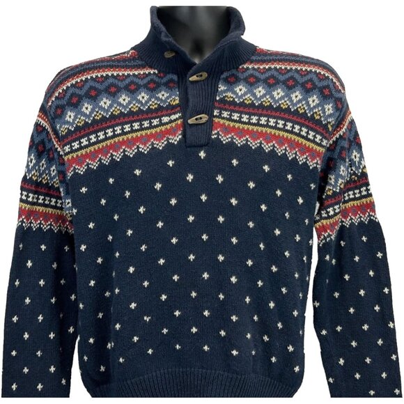 NEW Vintage Polo Ralph Lauren Intarsia Fair Isle Sweater!  Navy  Wooden Toggles - Picture 1 of 4
